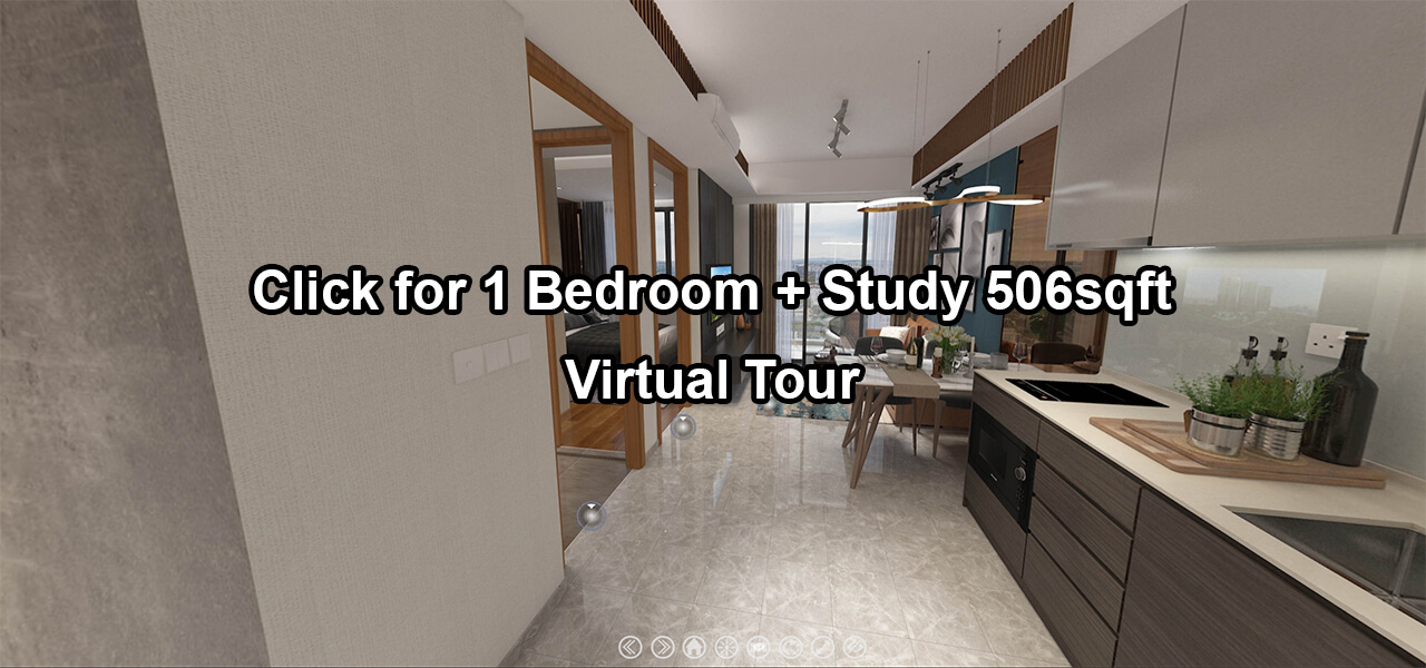 1 Bedroom + Study 506 sqft Virtual Tour